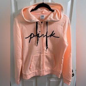 Never worn! PINK Zip Hooded Sweatshirt • Size Small